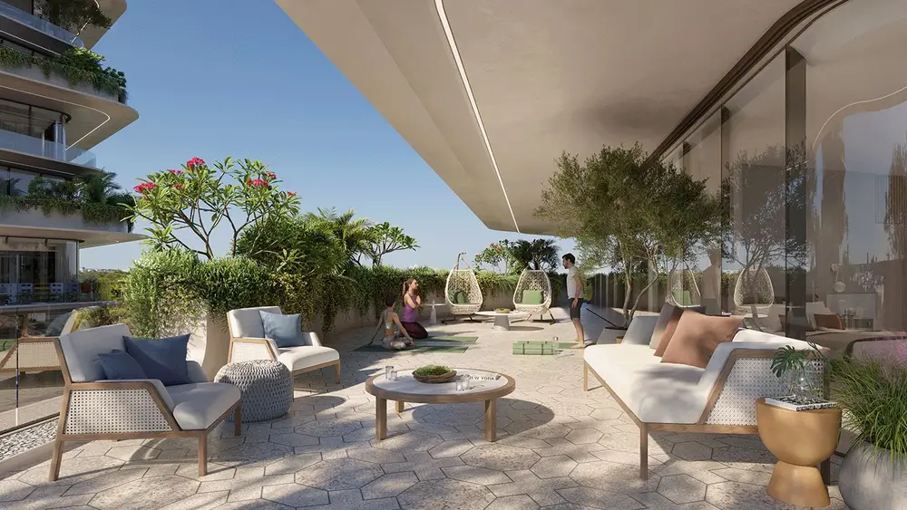 Terraza privada con sala exterior (imagen ilustrativa)